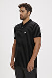 Theo Poloneck Sİyah Polo Yaka Fermuarlı Erkek Tişört