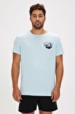 Dustin Sky Blue Baskılı Erkek Tişört