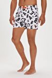 Bling Beyaz Baskılı Erkek Deniz Şortu