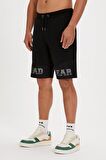 Grid Siyah Erkek Şort