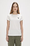 Laura Beyaz Basic Baskılı Kadın Tişört