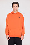Drake Turuncu Erkek Oversize Kapüşonlu Sweatshirt