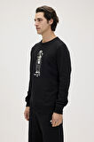 Gator Siyah Erkek Baskılı Sweatshirt