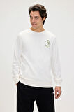 Runway Beyaz Erkek Baskılı Sweatshirt