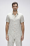 Merle Beyaz Kısa Kollu Baskılı Erkek Gömlek