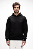 Grass Si̇yah Kapüşonlu Erkek Sweatshirt