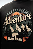 Adventure Si̇yah Crewneck Erkek Baskılı Sweatshirt