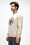 Adventure Bej Crewneck Erkek Baskılı Sweatshirt