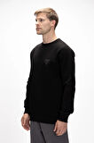 Windy Si̇yah Crewneck Erkek Baskılı Sweatshirt