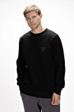 Windy Si̇yah Crewneck Erkek Baskılı Sweatshirt
