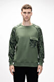 Deep Soluk Yeşi̇l Crewneck Erkek Baskılı Sweatshirt
