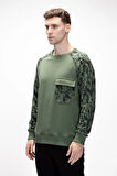 Deep Soluk Yeşi̇l Crewneck Erkek Baskılı Sweatshirt