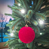 YILBAŞI TOPU 8CM  KADİFE DÜZ 4LÜ BORDO AST7438