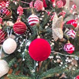 YILBAŞI TOPU 8CM  KADİFE DÜZ 4LÜ BORDO AST7438