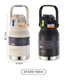 Shotay Çelik Termos Matara Phone Holder 1000Ml Siyah
