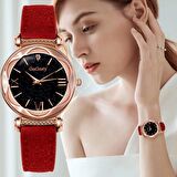 Gogoey Kadın Kol Saati Kırmızı Rose Gold Lüks Moda Şık