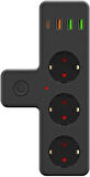 Yeni Nesil 3'lü Duvar Priz Termal Akım Korumalı Priz 3 x USB, 1 x Type-C 20W PD Giriş