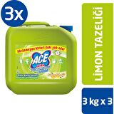 Ace Ultra Limon Normal Sıvı Çamaşır Suyu 3 x 3 kg