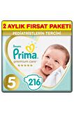 Prima Bebek Bezi Premium Care 5 Beden 216'lı Junior 2 Aylık Fırsat Paketi ( 108'li X 2 )