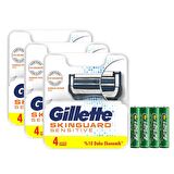 Gillette Skinguard Yedek Tıraş Bıçağı 4'Lü (3 Al 2 Öde)+4Lü Kalem Pil Hediyeli