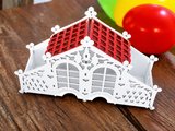 Ahşap Çay Poşeti Düzenleyici | Beyaz Kırmızı Çatılı | Lazer Kesim MDF | 30x18 cm