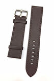 22 mm İthal Üst Kalite Koyu Kahve Düz Hakiki Deri Saat Kordonu