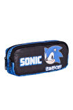 Wiggle Sonic The Hedgehog Okul Kalem Kutusu Çift Bölmeli Çocuk Bez Kalem Çantası Mavi