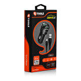 KTOOLS DRIVE INN 2.4A 2USB SIYAH TYPE C ARAC SARJI