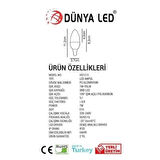 Dünya Led 7W E14 Led Ampul 3000K Sarı Işık 4 Adet Paket