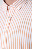 BROTHERS ERKEK TAILORED FIT UZUN KOL GARNİLİ OXFORD GÖMLEK BEYAZ-TURUNCU ÇİZGİLİ