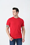 BROTHERS ERKEK BİSİKLET YAKA  LOGO NAKIŞLI BASIC LİKRA SÜPREM T-SHIRT KIRMIZI