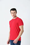 BROTHERS ERKEK BİSİKLET YAKA  LOGO NAKIŞLI BASIC LİKRA SÜPREM T-SHIRT KIRMIZI