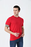 BROTHERS ERKEK BİSİKLET YAKA  LOGO NAKIŞLI BASIC LİKRA SÜPREM T-SHIRT KIRMIZI