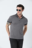 BROTHERS ERKEK POLO YAKA LOGO NAKIŞLI MERSERİZE T-SHIRT ANTRASİT