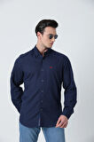 BROTHERS ERKEK TAILORED FIT APOLETLİ UZUN KOL KOTON GÖMLEK LACİVERT