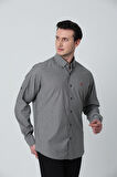 BROTHERS ERKEK TAILORED FIT APOLETLİ UZUN KOL KOTON GÖMLEK GRİ