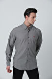 BROTHERS ERKEK TAILORED FIT APOLETLİ UZUN KOL KOTON GÖMLEK GRİ