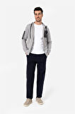 BROTHERS ERKEK RAHAT KESİM KAPÜŞONLU CEP DETAYLI ÇİFT TARAFLI FERMUARLI SWEATSHIRT JORDAN GRİ B06.242.691