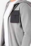 BROTHERS ERKEK RAHAT KESİM KAPÜŞONLU CEP DETAYLI ÇİFT TARAFLI FERMUARLI SWEATSHIRT JORDAN GRİ B06.242.691