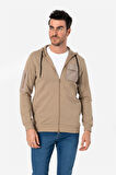 BROTHERS ERKEK RAHAT KESİM KAPÜŞONLU CEP DETAYLI ÇİFT TARAFLI FERMUARLI SWEATSHIRT JORDAN VİZON B06.242.691