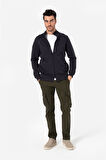 BROTHERS ERKEK RAHAT KESİM DİK YAKALI YANDAN CEPLİ ÇİFT TARAFLI FERMUARLI  SWEATSHIRT JAMES LACİVERT B06.242.692