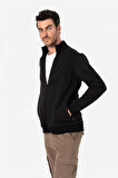 BROTHERS ERKEK RAHAT KESİM DİK YAKALI YANDAN CEPLİ ÇİFT TARAFLI FERMUARLI  SWEATSHIRT JAMES SİYAH B06.242.692