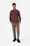 BROTHERS ERKEK COMFORT FIT UZUN KOL TEK CEPLİ FLANEL GÖMLEK HUN LS BORDO B01.242.529