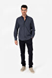 BROTHERS ERKEK COMFORT FIT UZUN KOL TEK CEPLİ FLANEL GÖMLEK HUN LS LACİVERT-BEYAZ B01.242.529