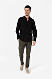 BROTHERS ERKEK COMFORT FIT BASIC UZUN KOL TEK CEPLİ YIKAMALI GABARDİNGÖMLEK KANSAS LS SİYAH B01.242.427