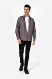 BROTHERS ERKEK COMFORT FIT BASIC UZUN KOL TEK CEPLİ YIKAMALI GABARDİNGÖMLEK KANSAS LS GRİ B01.242.427