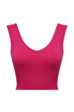 Kadın Fuşya Dikişsiz Askılı Korseli Atlet 5012