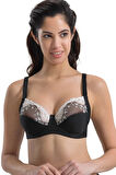 Siyah Beyaz Mı 136 C Balenli Toparlayıcı Dantelli Sütyen