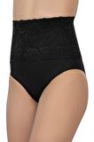 Siyah Emay 2090 Önü Dantelli Yüksek Bel Slip Korse-3XL