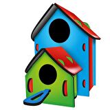 5269 Kumtoys Boyanabilir 3'lü Kuş Evi - Bird House